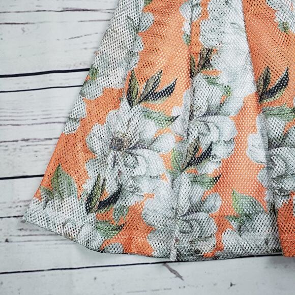 NWT ASOS Mesh Pleated A-Line Skater Floral Print Mini Skirt Women's Size 2 - Picture 2 of 8